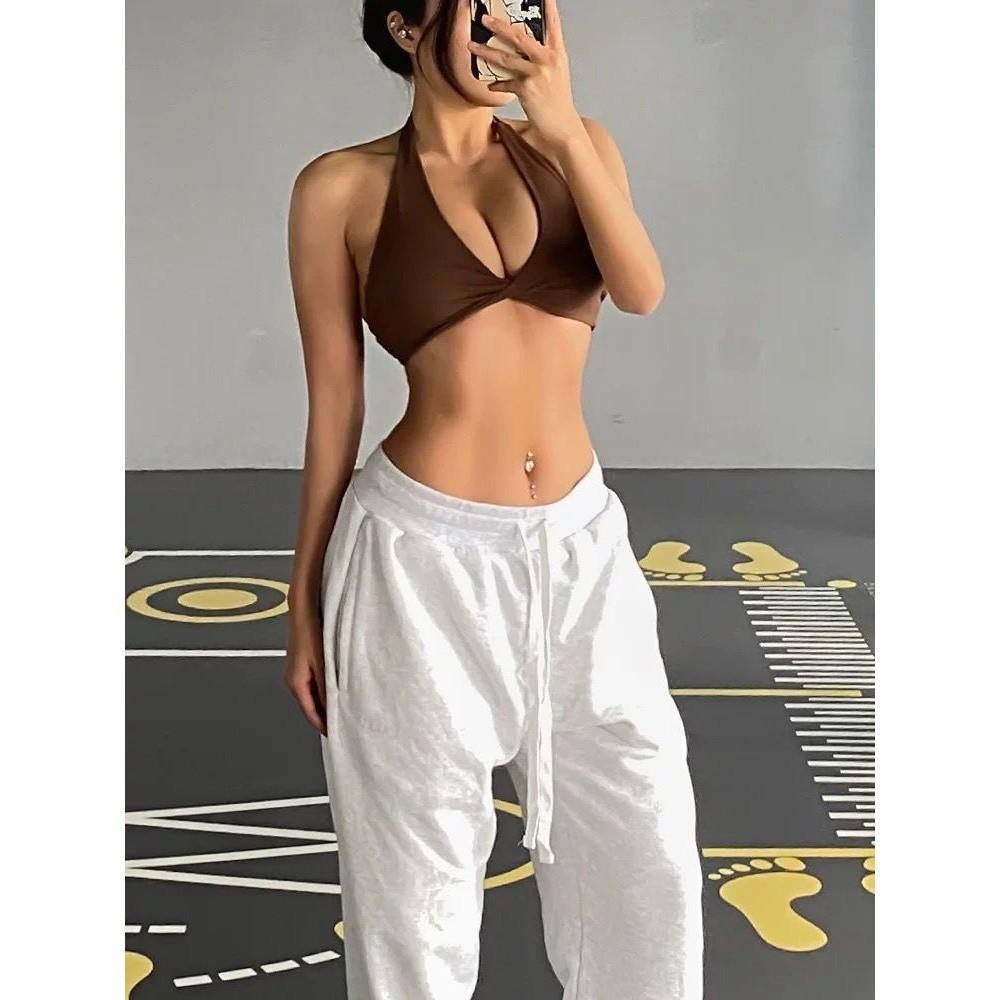 歐美新品掛脖美背運動文胸速乾透氣瑜伽服擼鐵練背三角杯健身內衣-細節圖2