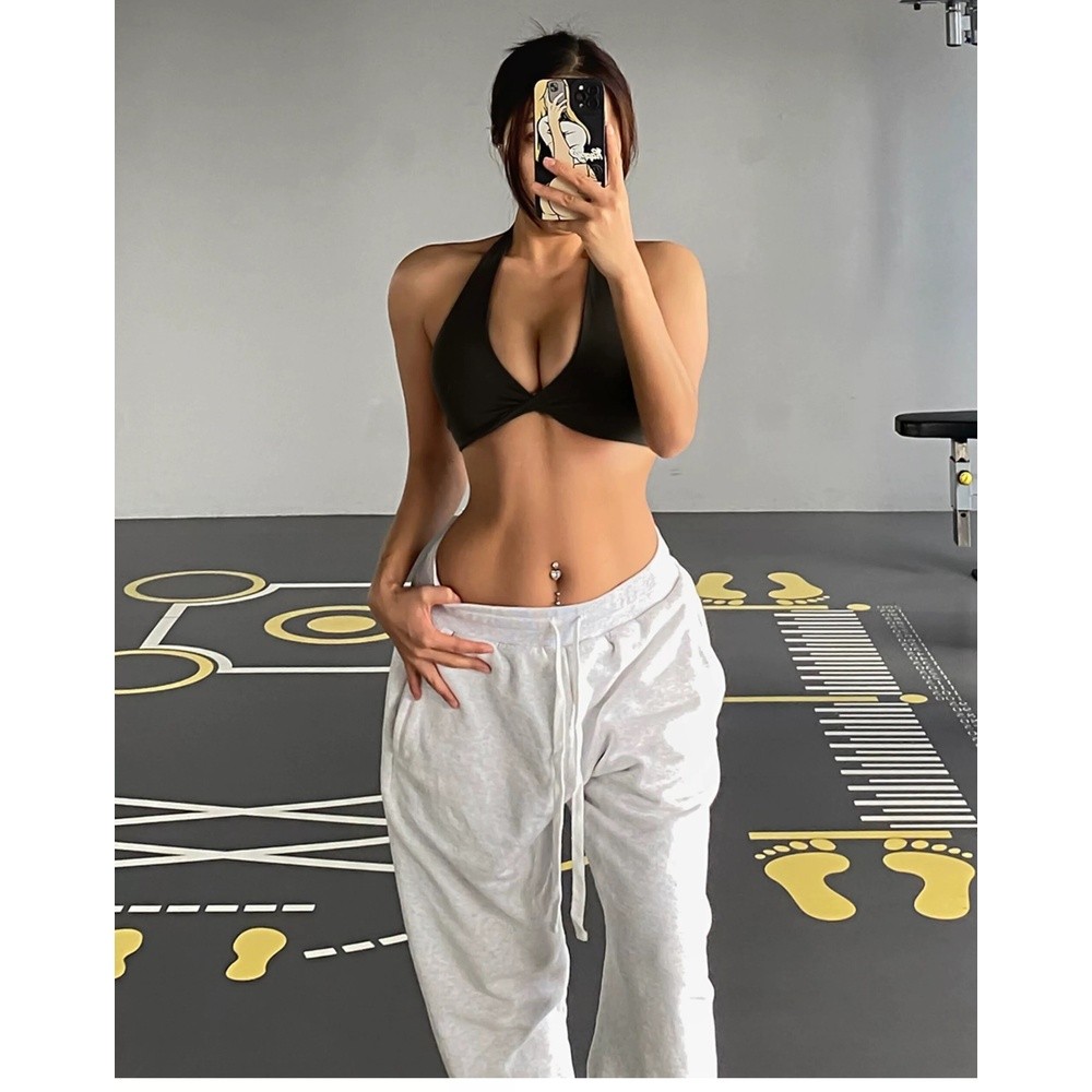 歐美新品掛脖美背運動文胸速乾透氣瑜伽服擼鐵練背三角杯健身內衣-細節圖4