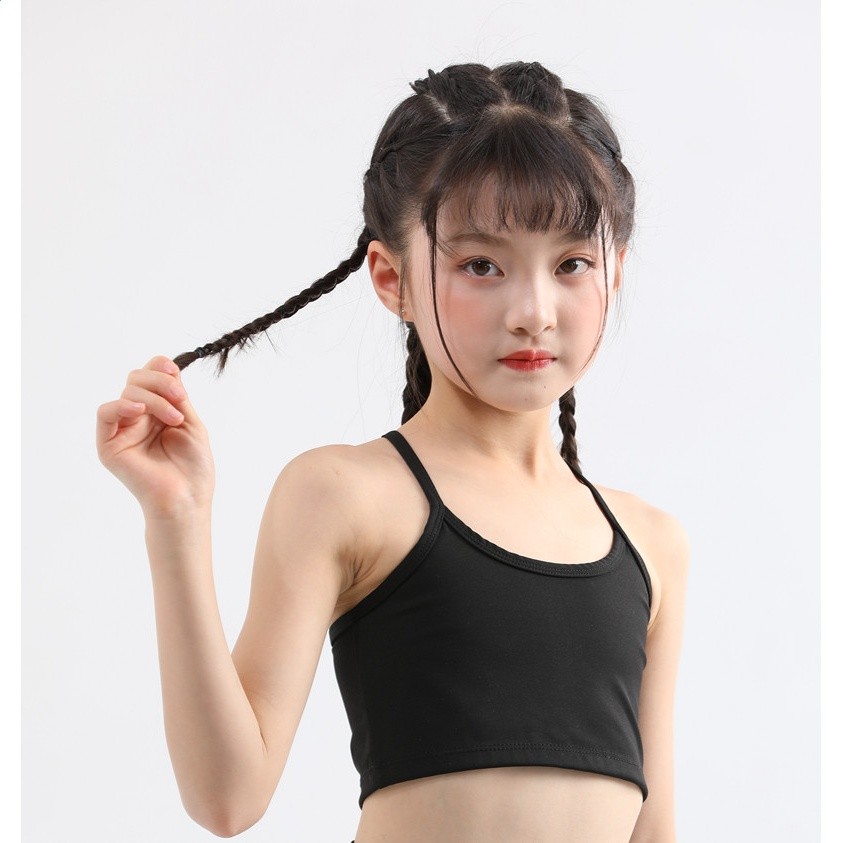 錦綸裸感兒童瑜伽服套裝美背心速乾舞蹈運動健身上衣專業戶外收腹-規格圖5