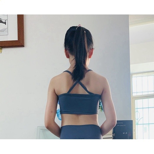 錦綸裸感兒童瑜伽服套裝美背心速乾舞蹈運動健身上衣專業戶外收腹-規格圖5