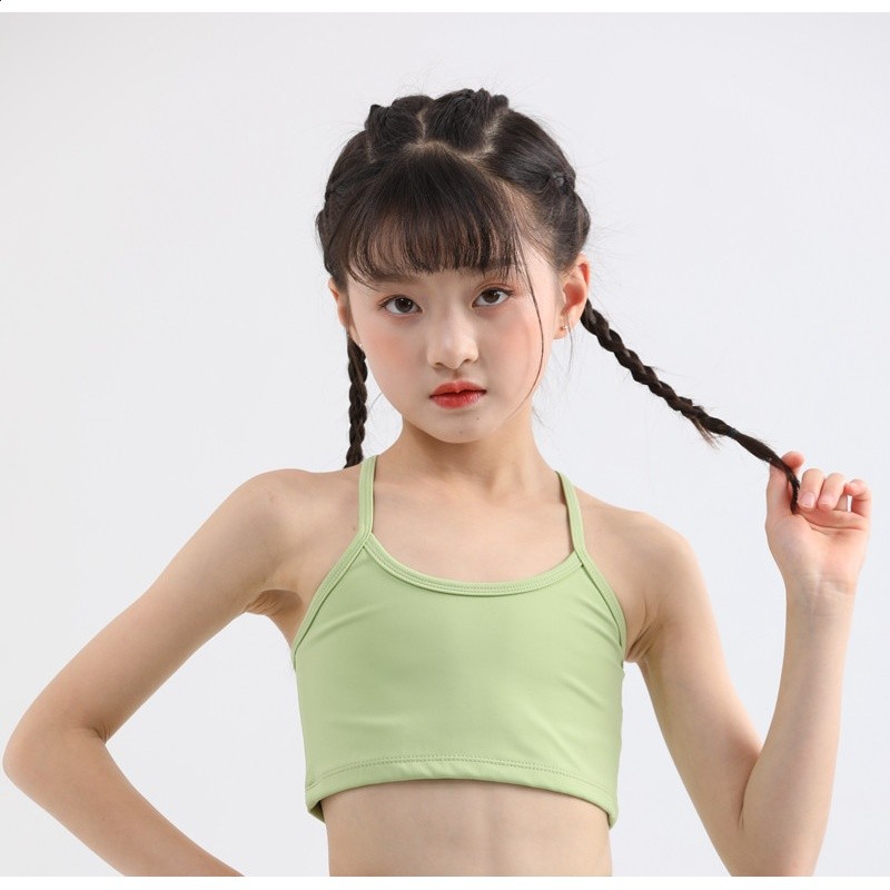 錦綸裸感兒童瑜伽服套裝美背心速乾舞蹈運動健身上衣專業戶外收腹-規格圖5