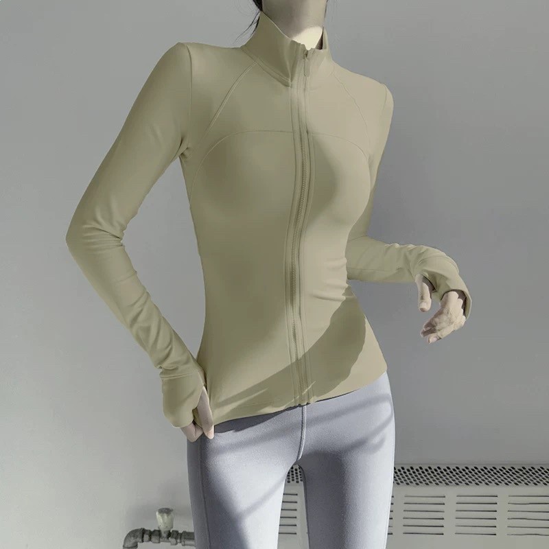 加絨立領運動外套女顯瘦百搭健身服彈力緊身長袖瑜伽服上衣秋冬款-規格圖5