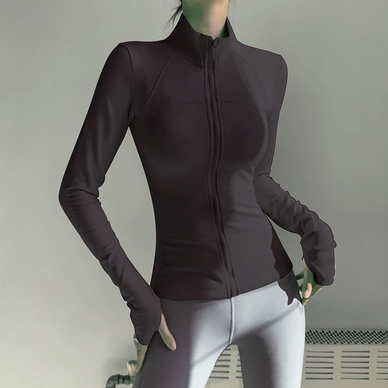 加絨立領運動外套女顯瘦百搭健身服彈力緊身長袖瑜伽服上衣秋冬款-規格圖5