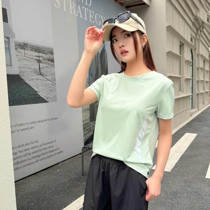 夏季運動套裝女冰絲彈力健身跑步瑜伽服女T恤休閒速幹短褲兩件套-細節圖5