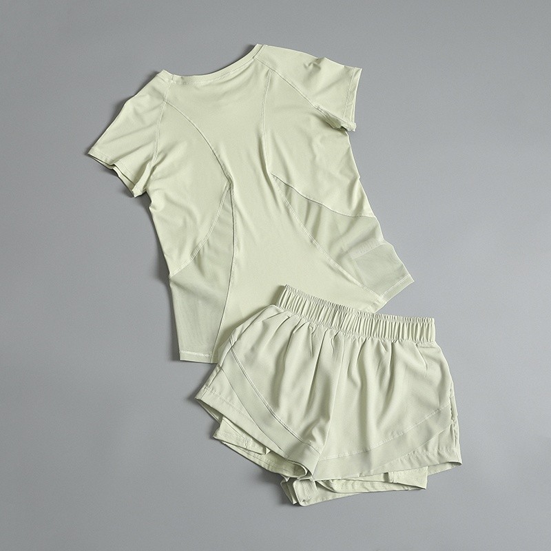 運動套裝女夏季薄款兩件套2026年新款瑜伽服女裝短袖短褲速乾衣服-細節圖2