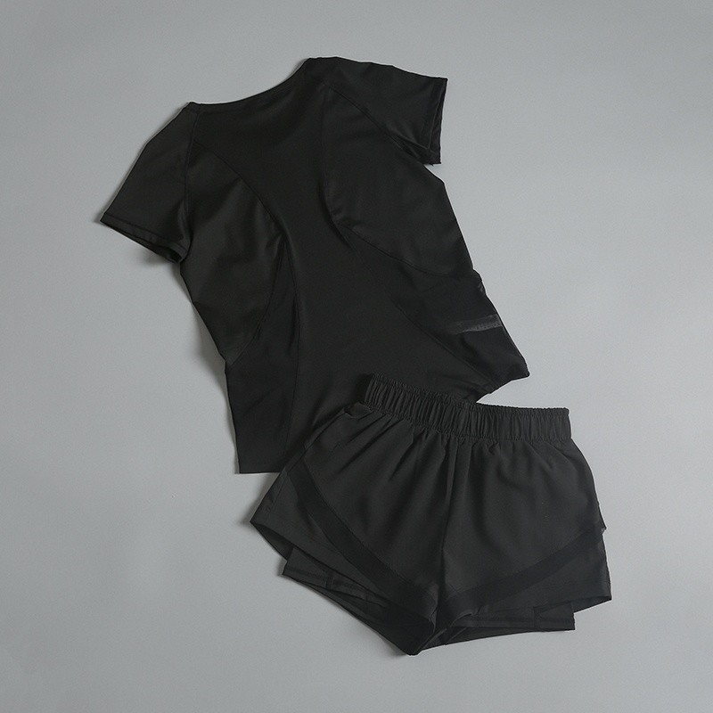 運動套裝女夏季薄款兩件套2026年新款瑜伽服女裝短袖短褲速乾衣服-細節圖3