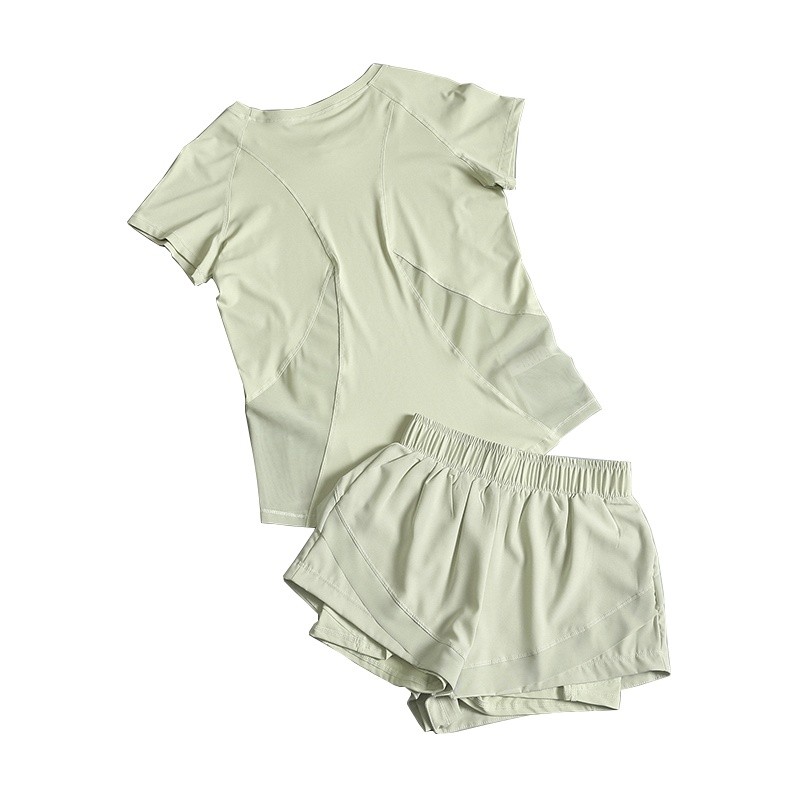 運動套裝女夏季薄款兩件套2026年新款瑜伽服女裝短袖短褲速乾衣服-細節圖5