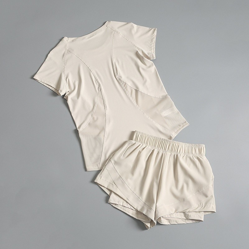 運動套裝女夏季薄款兩件套2026年新款瑜伽服女裝短袖短褲速乾衣服-規格圖5