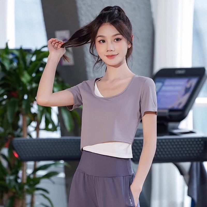 戶外跑步健身瑜伽服女夏季晨跑透氣速乾衣休閒運動短袖褲子兩件套-規格圖5
