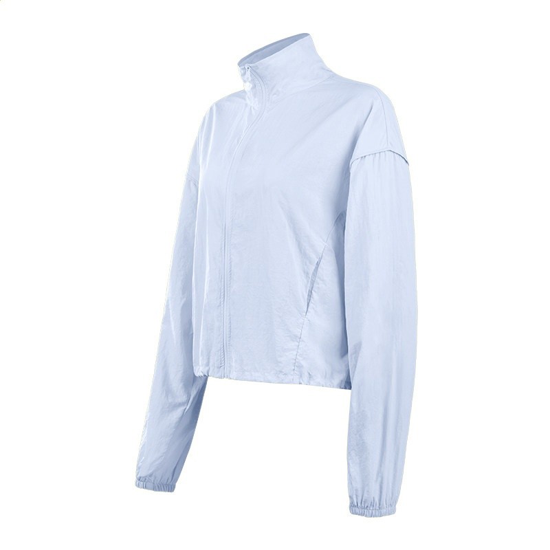 SPLAN寬鬆防曬衣外套瑜伽服運動上衣外穿立領紙皺長袖女夏騎行-規格圖5