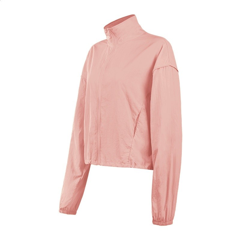 SPLAN寬鬆防曬衣外套瑜伽服運動上衣外穿立領紙皺長袖女夏騎行-規格圖5