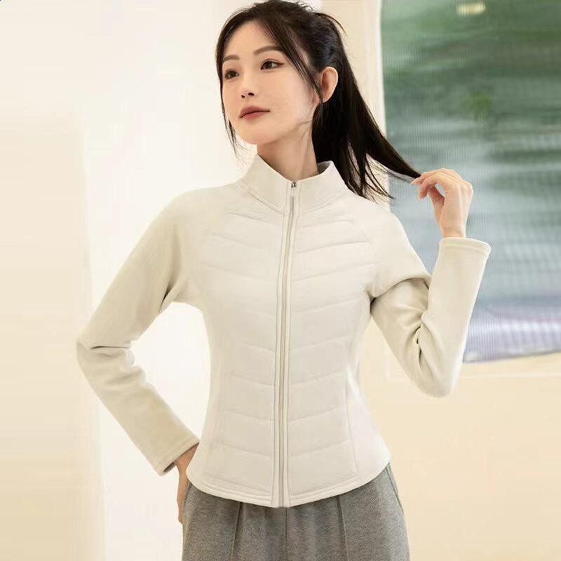 輕薄石墨烯運動打底棉服女防風秋冬季保暖外套跑步瑜伽服健身上衣-規格圖5