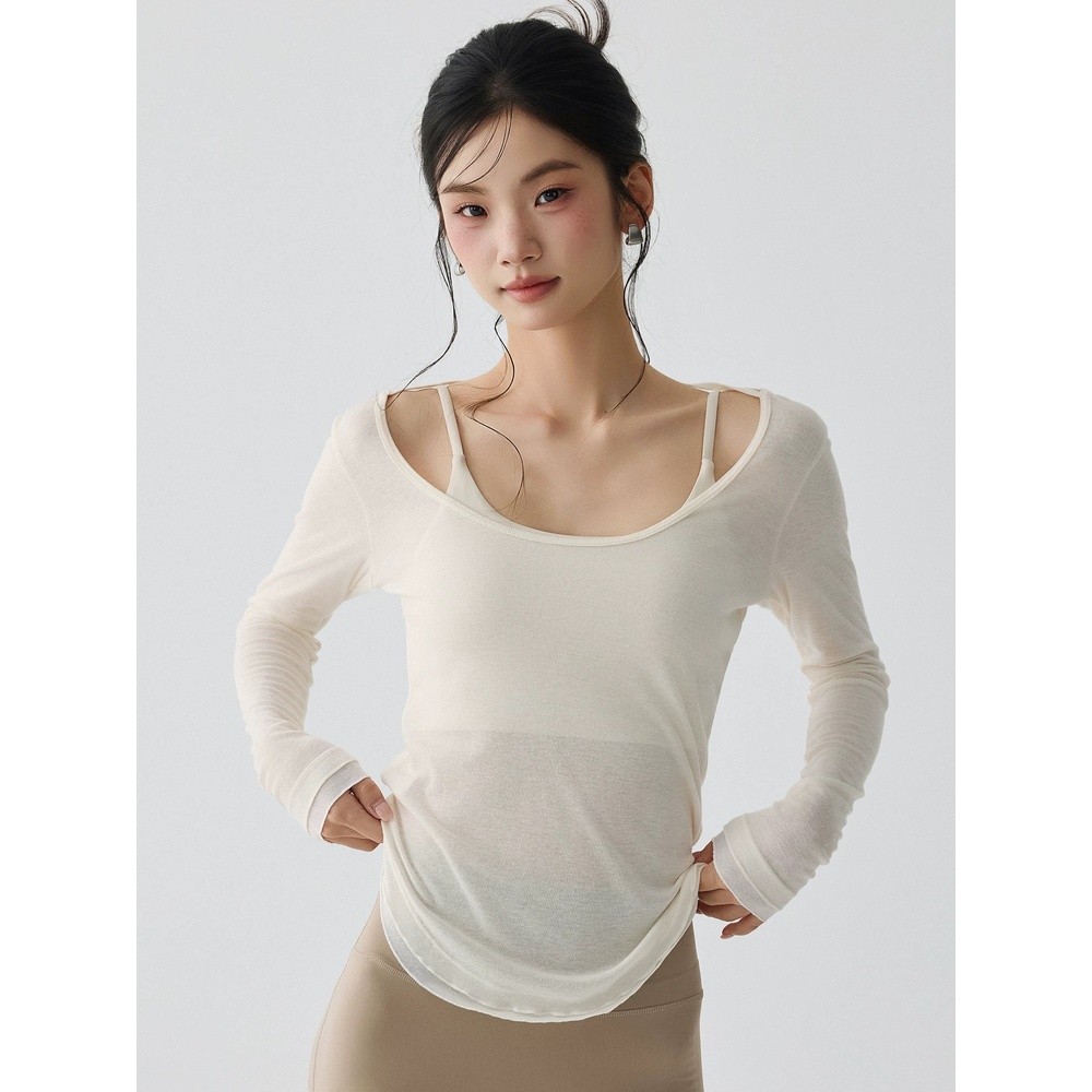 高階感健身女孩瑜伽服長袖修身透氣運動罩衫顯瘦普拉提訓練上衣薄-細節圖5