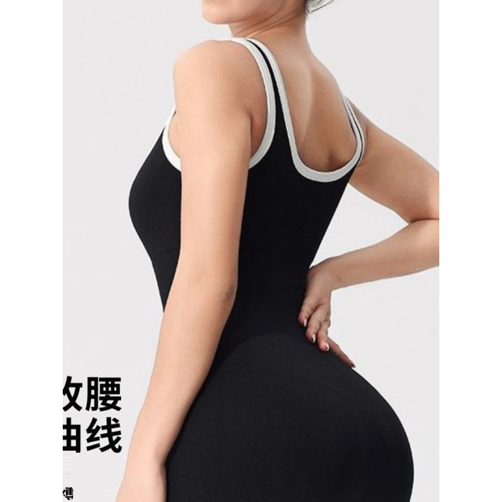 高階感連體瑜伽服女健身美背連體衣舞蹈運動緊身帶胸墊空中瑜伽服-細節圖4