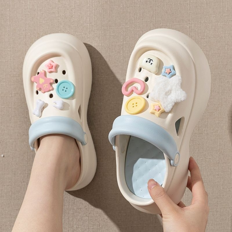 厚底洞洞鞋女款2025新款超火夏季外穿防滑防臭包頭沙灘涼拖鞋女士-細節圖2