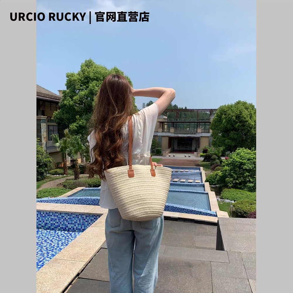 韓國大容量單肩草編包女2025夏百搭海邊度假沙灘編織包包草編包潮-規格圖5