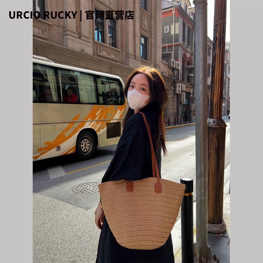 韓國大容量單肩草編包女2025夏百搭海邊度假沙灘編織包包草編包潮-規格圖5