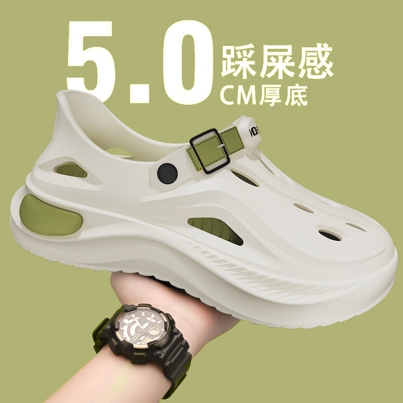 沙灘拖鞋居家高階感厚底洞洞鞋女款防滑包頭踩屎感eva涼鞋男夏季-規格圖5