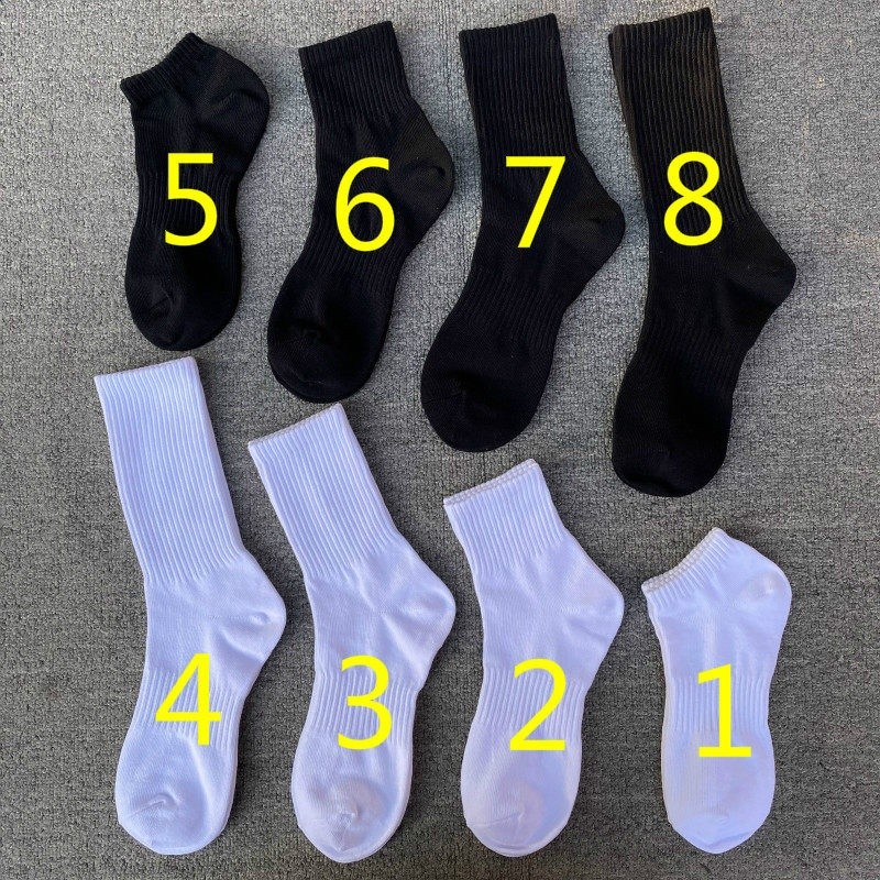 6雙25元薄款純棉運動襪黑白色中筒襪短筒襪子防臭吸汗純色ins潮襪-規格圖5