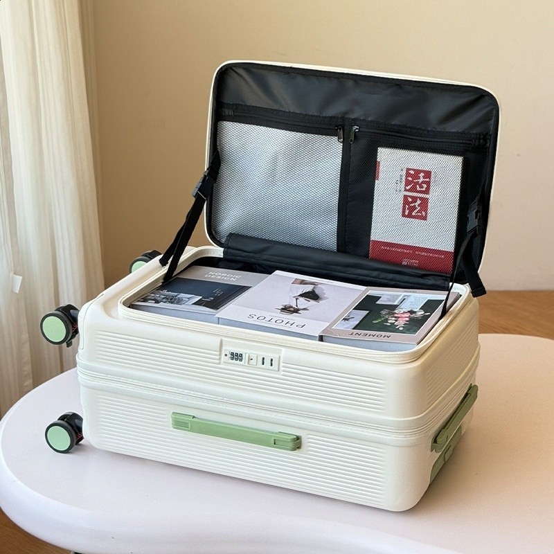 新款前開口行李箱女可擴充套件大容量20寸登機旅行箱男學生密碼拉桿箱-規格圖5