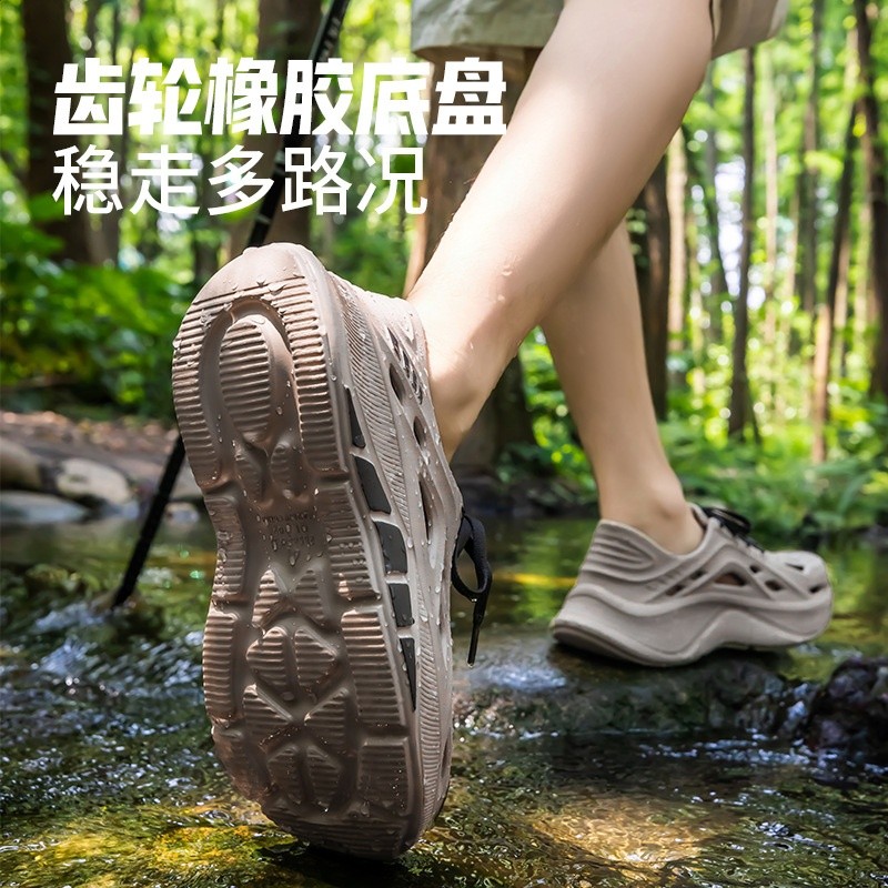 厚底洞洞鞋男款夏季外穿防滑防臭踩屎感拖鞋戶外釣魚溯溪沙灘涼鞋-細節圖4