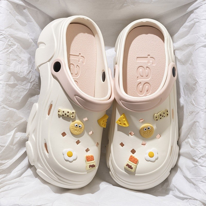 踩屎感厚底增高洞洞鞋女款夏季外穿2024新款EVA防滑跟包頭涼拖鞋-規格圖5