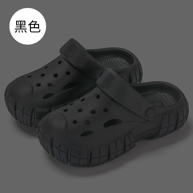 厚底洞洞鞋eva女沙灘浴室洗澡防滑辦公室包頭半涼拖鞋批 發外穿-規格圖5
