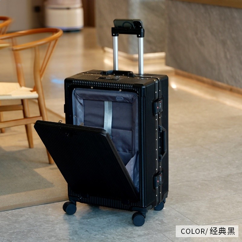 前開口行李箱旅行箱20鋁框拉桿箱萬向輪男女學生皮箱旅行箱24皮箱-規格圖5