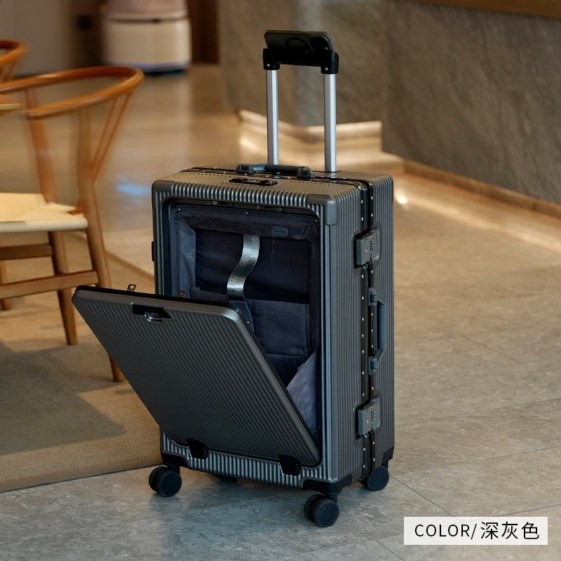 前開口行李箱旅行箱20鋁框拉桿箱萬向輪男女學生皮箱旅行箱24皮箱-規格圖5