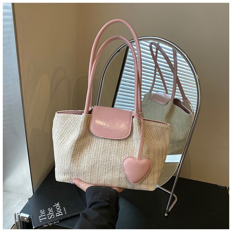 跨境外貿女包大容量草編包women bags2025新款夏天休閒托特包包女-規格圖5