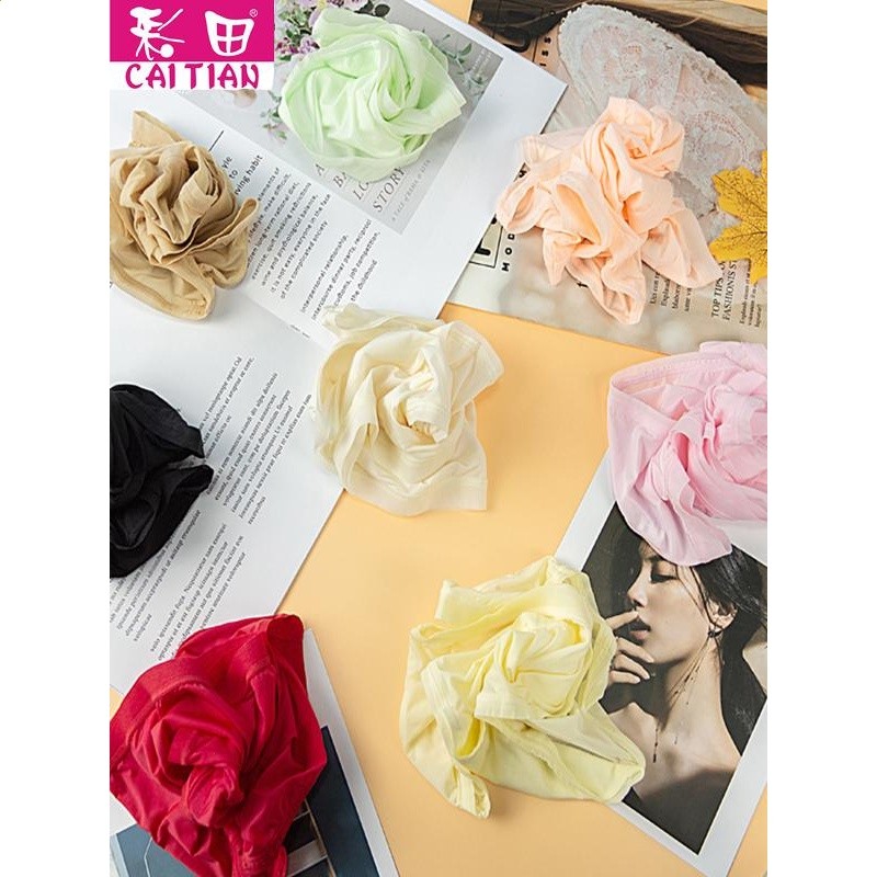 彩田內褲女正品3/4條裝肉色冰絲款牛奶絲超薄中腰平角透氣純棉襠-細節圖5