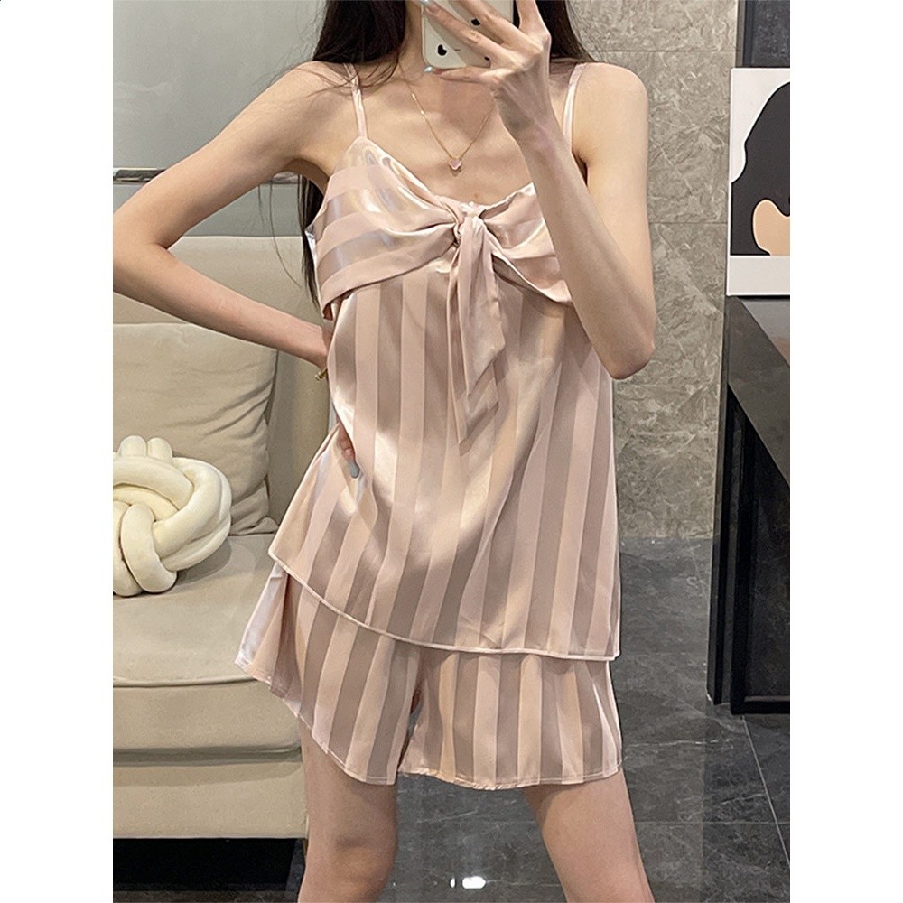【涼感】冰絲睡衣女生夏季吊帶薄款絲綢性感2025新款可外穿家居服-細節圖2