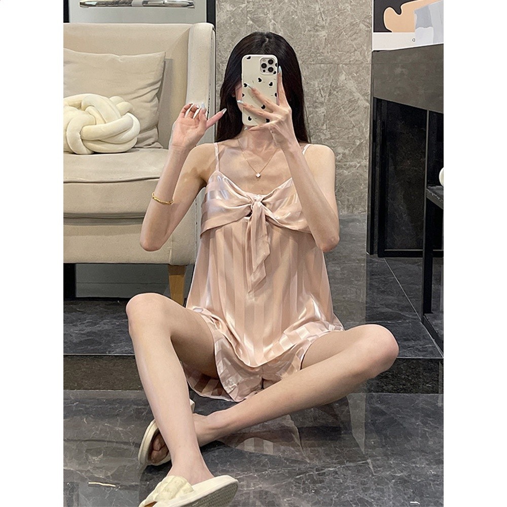 【涼感】冰絲睡衣女生夏季吊帶薄款絲綢性感2025新款可外穿家居服-細節圖3