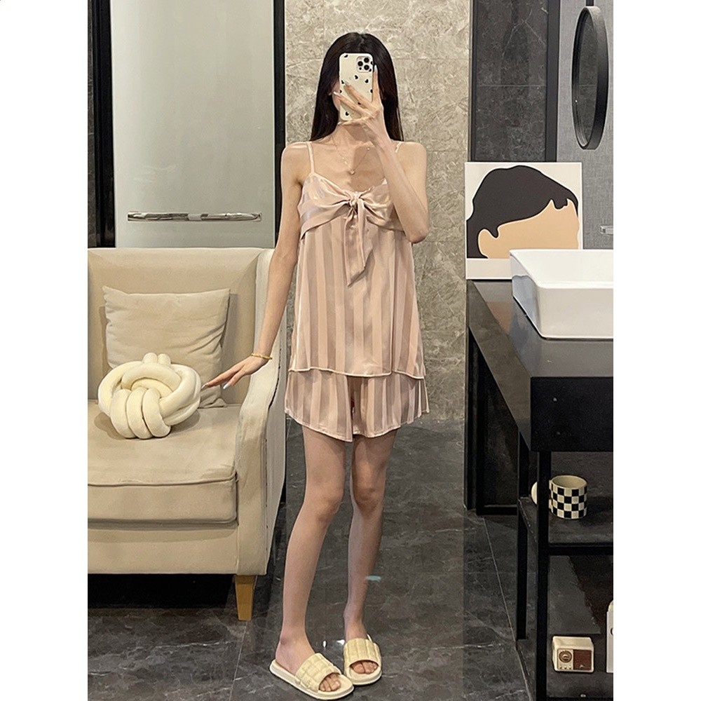 【涼感】冰絲睡衣女生夏季吊帶薄款絲綢性感2025新款可外穿家居服-細節圖5