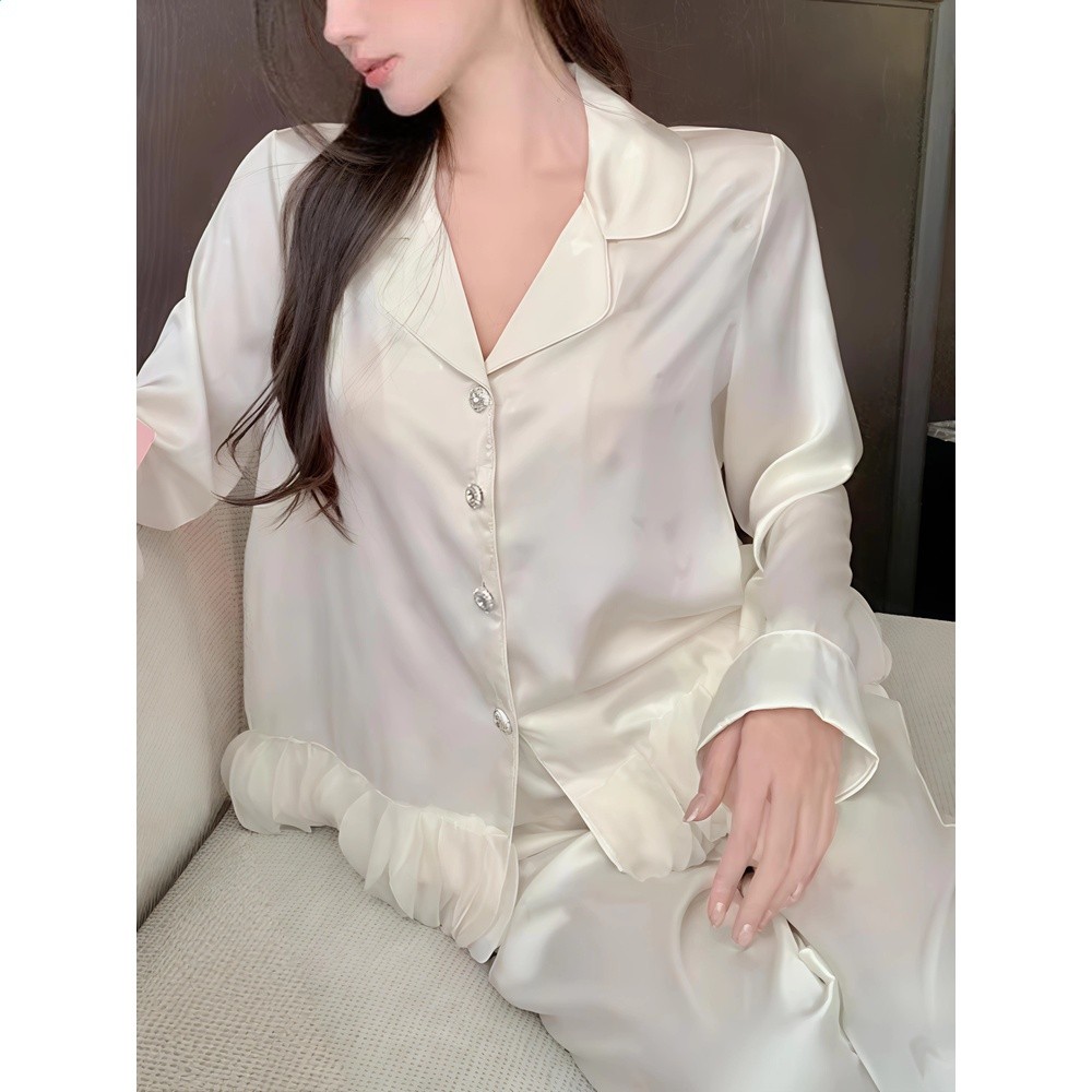 2026春夏新款法式冰絲睡衣女甜美公主風薄款高階感家居服套裝外穿-細節圖4
