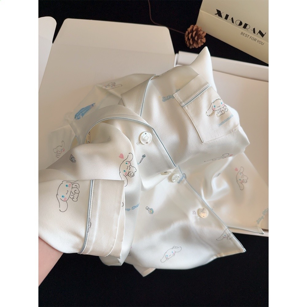 大耳朵狗狗冰絲睡衣女夏季新款少女甜美家居服送閨蜜生日禮物盒裝-細節圖2