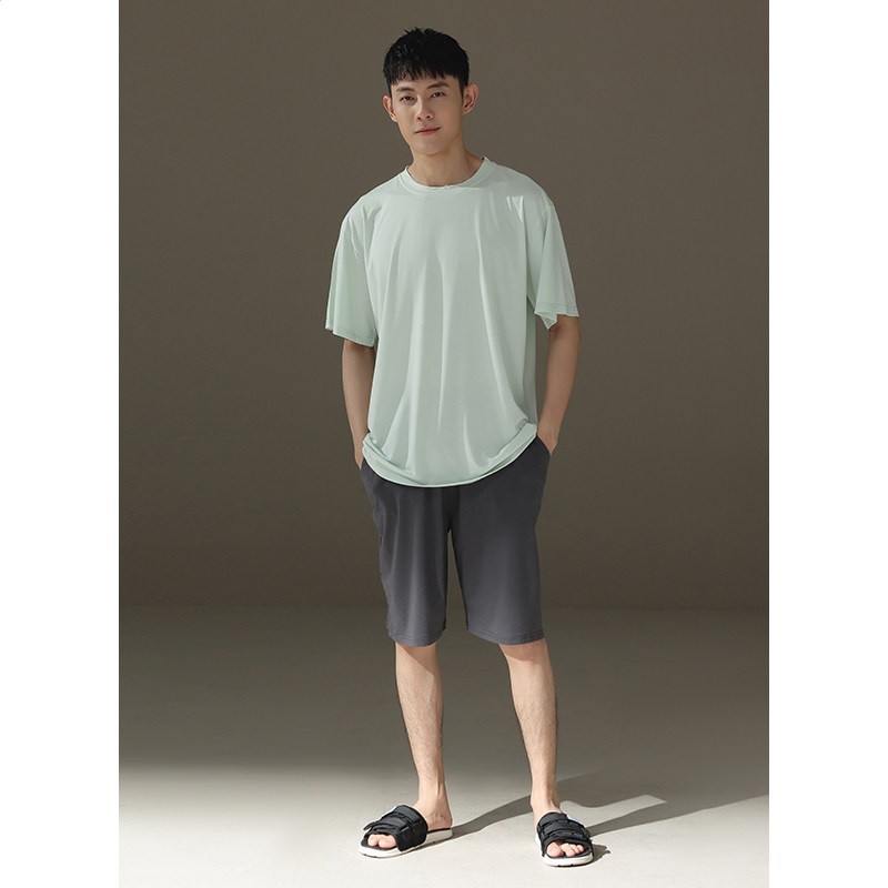 【涼感】莫代爾冰絲睡衣男夏季薄款短袖短褲青少年外出家居服套裝-規格圖5
