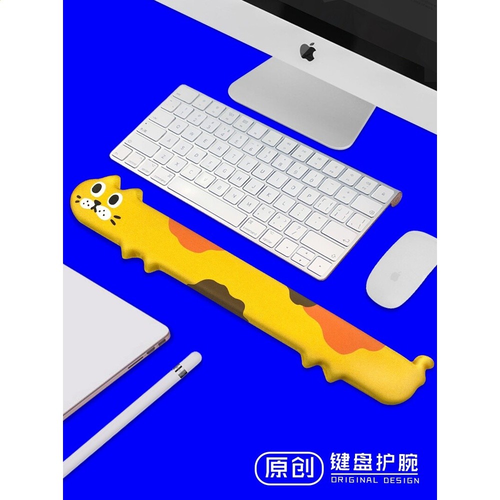 可愛貓記憶棉鍵盤墊手託矽膠護腕滑鼠墊女超大電競桌面辦公手腕墊-細節圖3
