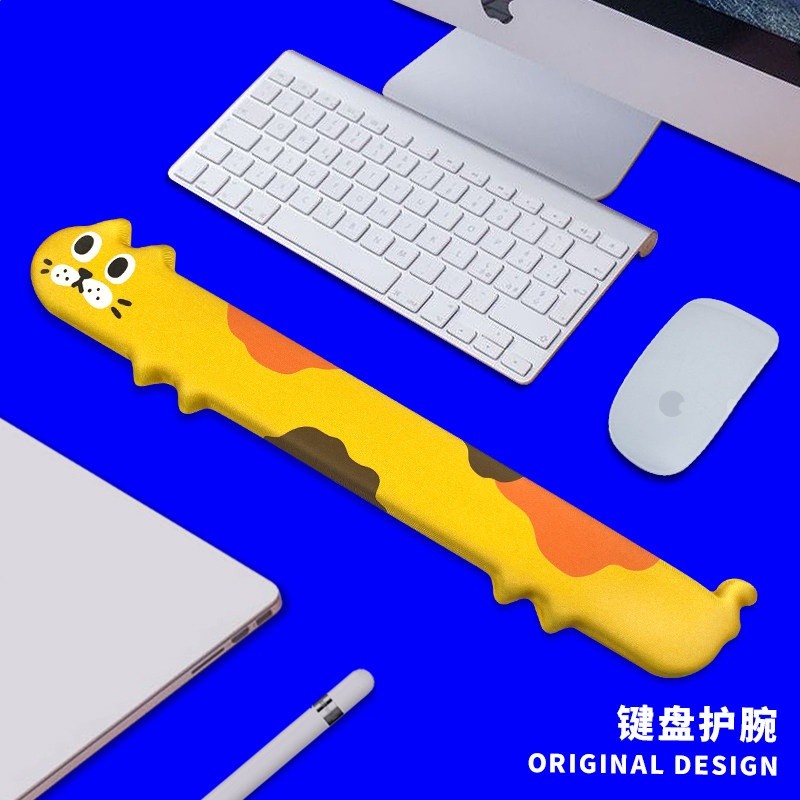 可愛貓記憶棉鍵盤墊手託矽膠護腕滑鼠墊女超大電競桌面辦公手腕墊-規格圖5