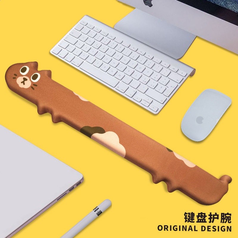 可愛貓記憶棉鍵盤墊手託矽膠護腕滑鼠墊女超大電競桌面辦公手腕墊-規格圖5
