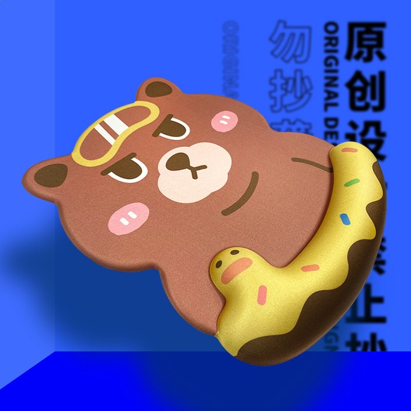 可愛貓記憶棉鍵盤墊手託矽膠護腕滑鼠墊女超大電競桌面辦公手腕墊-規格圖5