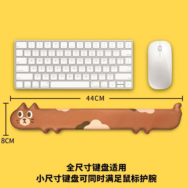 可愛貓記憶棉鍵盤墊手託矽膠護腕滑鼠墊女超大電競桌面辦公手腕墊-規格圖5