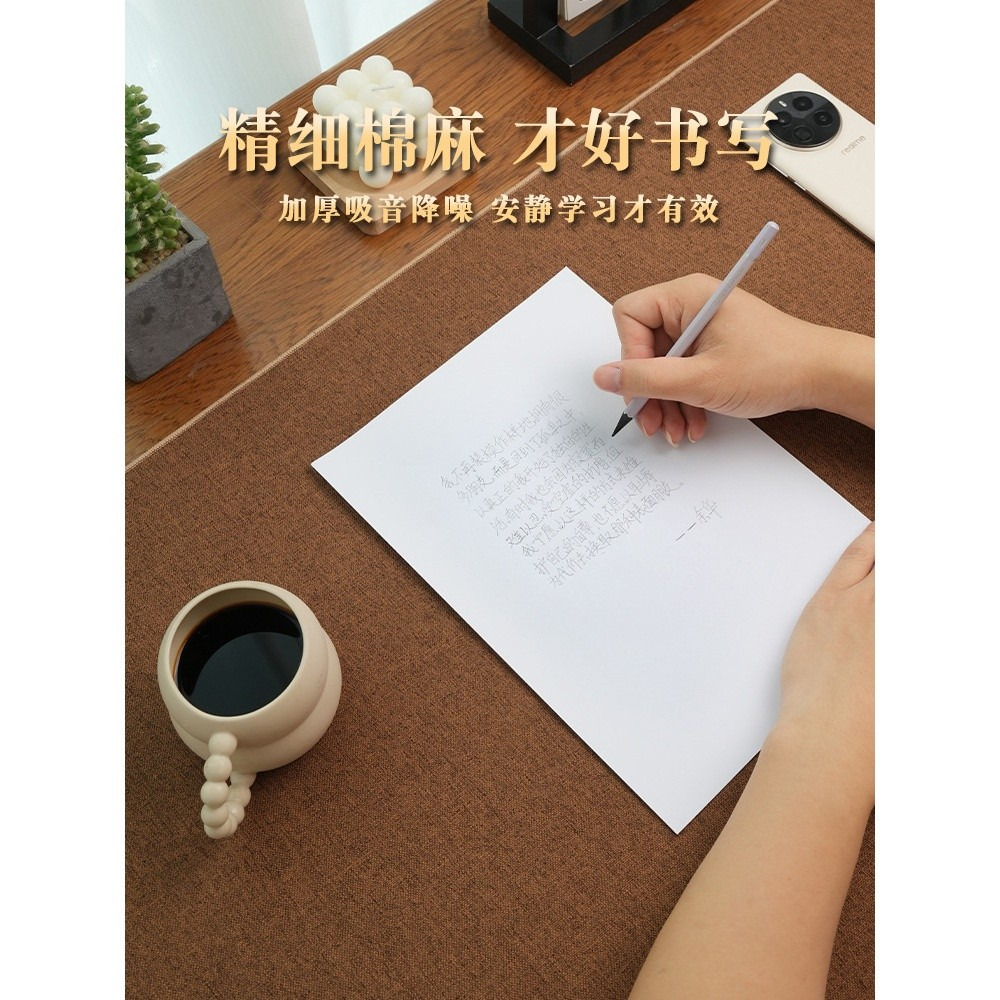 加厚亞麻電腦桌墊 超大號電競遊戲滑鼠墊 棉麻辦公書桌墊 桌布 寫字墊-細節圖4