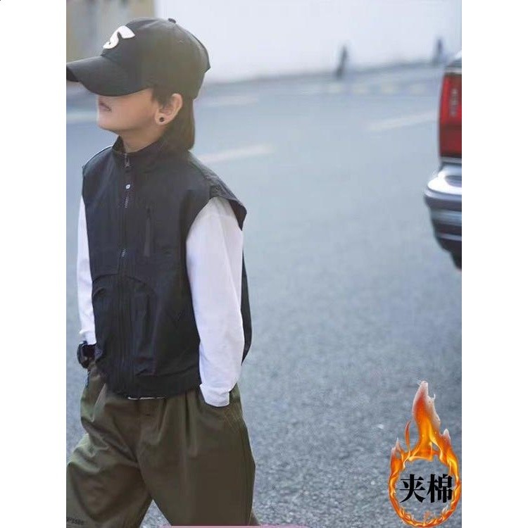 男童裝兒童外套加棉馬甲2024洋氣春秋季新款工裝春秋男童加厚馬甲-細節圖5