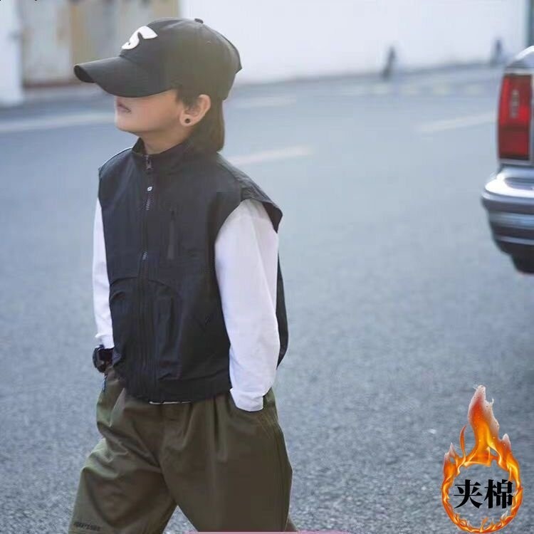 男童裝兒童外套加棉馬甲2024洋氣春秋季新款工裝春秋男童加厚馬甲-規格圖5