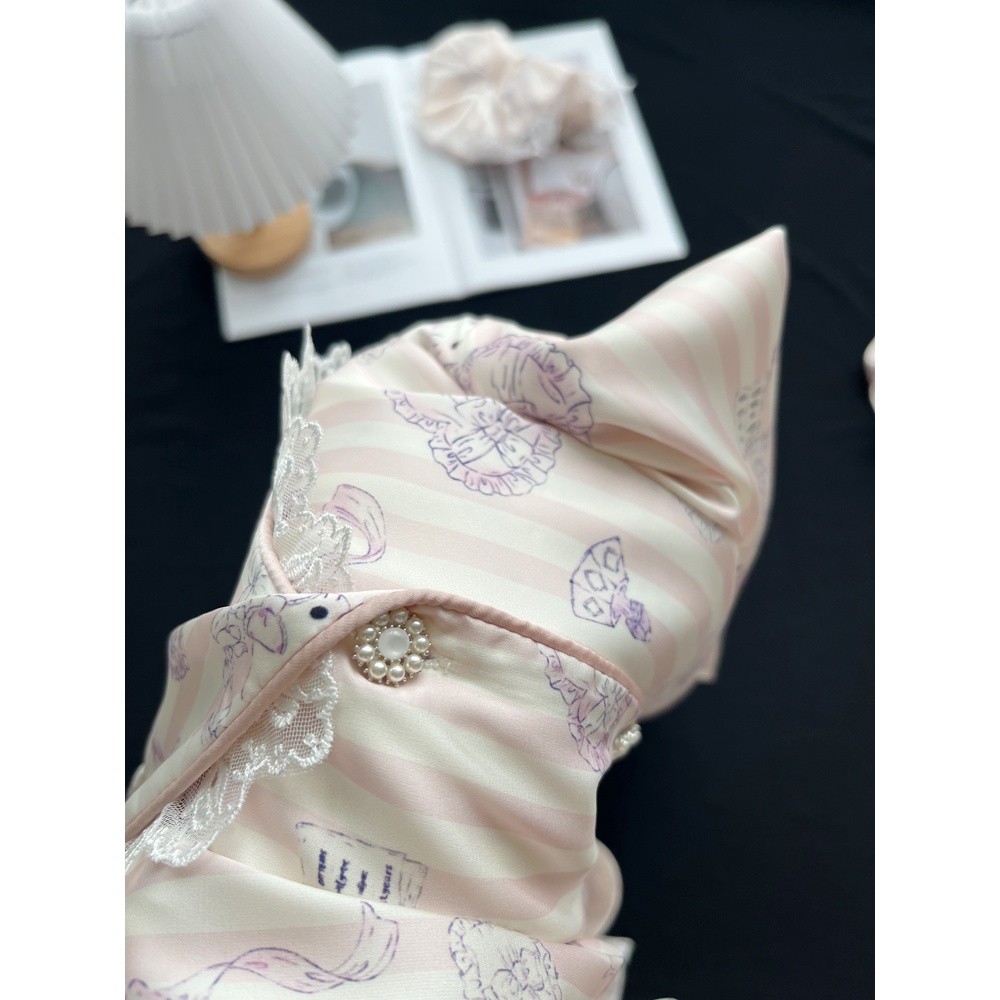 小紅書推薦kitty少女冰絲睡衣女蕾絲長袖可愛家居服閨蜜生日禮物-細節圖5