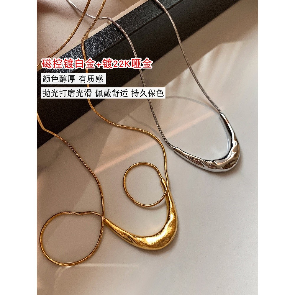 長款金屬月牙項鍊女配飾獨特小眾設計高階感衛衣毛衣鏈2026新款-細節圖3