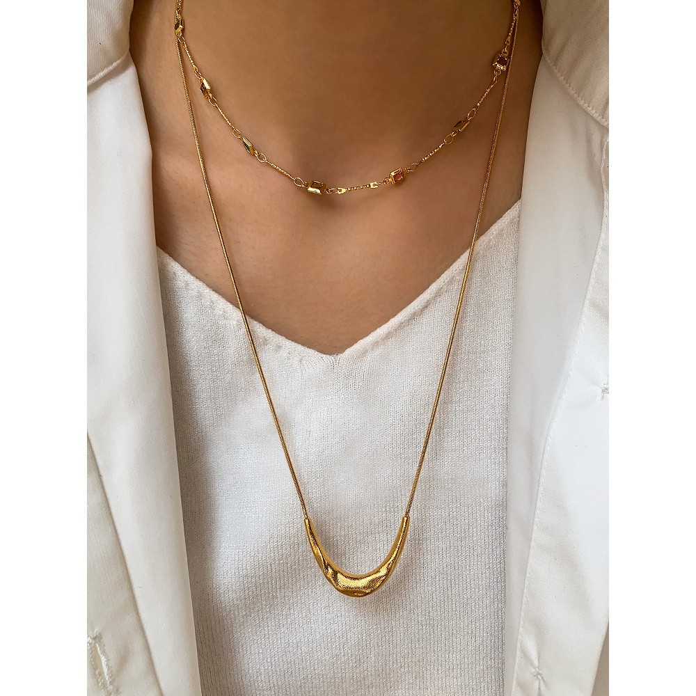 長款金屬月牙項鍊女配飾獨特小眾設計高階感衛衣毛衣鏈2026新款-細節圖4