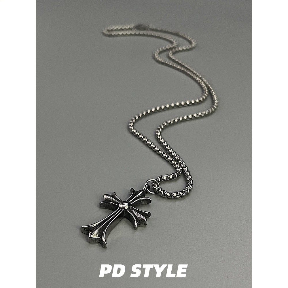 PDSTYLE 歐美風復古克洛十字架項鍊男女生高階感鈦鋼吊墜不掉色潮-細節圖5