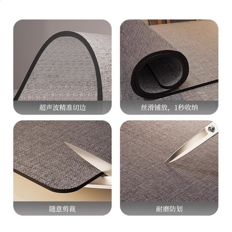 書桌墊電腦桌棉麻肌理皮革防水防油桌布寫字檯滑鼠墊辦公桌面墊-細節圖5